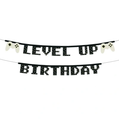 Afbeelding van Partydeco Letterslinger Birthday Level Up 1,5m