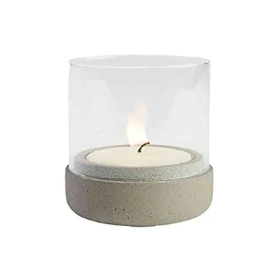 Afbeelding van APS lantaarn &quot;Element&quot;, waxinelichtje, verlichting, van grijs beton, onderzijde beschermt meubel, Ø 7,5 cm, 13 cm hoogte