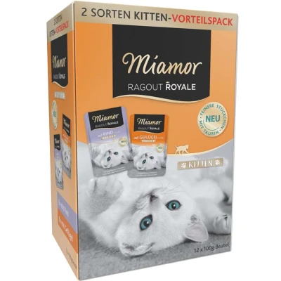 Afbeelding van Probeerpakket Miamor Ragout Royale in Gelei Kitten Kattenvoer Gevogelte en Rund