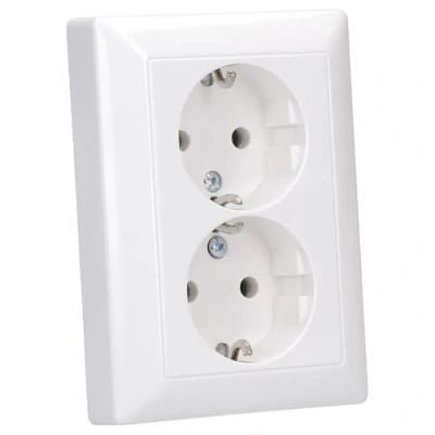 Afbeelding van Jung AS5020UWW Wandcontactdoos met randaarde Inzetstuk 2 voudig Alpine wit
