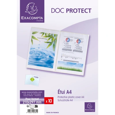 Afbeelding van Exacompta Ref. 5381E Pak van 10 beschermingsetuis enkel, 4 zichten, voor het beschermen A4 documenten (29,7 x 21 cm) In glad 20/100e PVC Intensief gebruik Kleur: kristal
