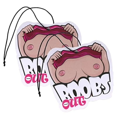 Afbeelding van Set van 2 tuning luchtverfrissers geurboom voor de auto Air Freshener design geurhanger (2x Boobs Out)