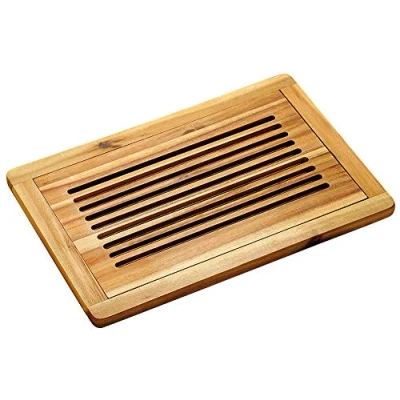 Afbeelding van FSC Acacia Houten Broodsnijplank + Kruimelvanger Broodplank hout met