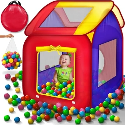 Afbeelding van KIDUKU® kinderspeeltent ballenbak pop up speeltent + 200 ballen opbergtas voor binnen en buiten