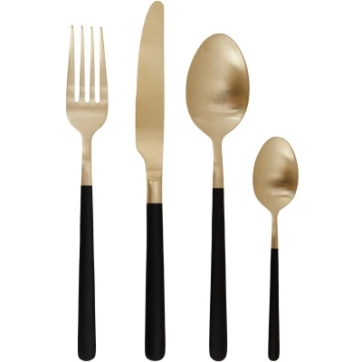 Afbeelding van Cosy &amp; Trendy Olivia Bestekset Champagne Black 16 delig
