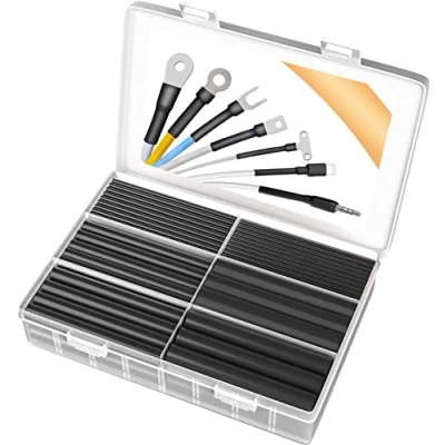 Afbeelding van Pointool Wire Krimpkousen, 140 stuks, 3:1, krimpkousenset, draadkrimpfolie, elektrisch, waterdicht, voor auto, marine, krimpkous assortiment met lijm draden, zwart