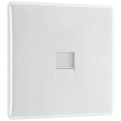 Afbeelding van BG Electrical Enkele secundaire telefoon Slave Socket, ronde rand, wit
