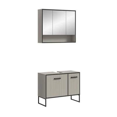 Afbeelding van Bagno badkamer 2 delen lichtgrijs, crèmekleurig.