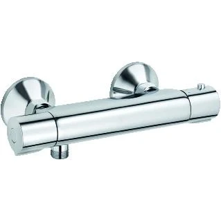 Afbeelding van Kludi basic douchethermostaatkraan wand tweegreeps 2 gats 150mm hartmaat temperatuurbegrenzing met s koppelingen chroom 350020538