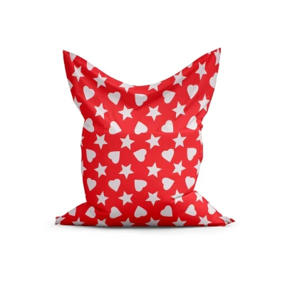 Afbeelding van Zitzak sterren &amp; harten koraal rood 150x130x20 cm