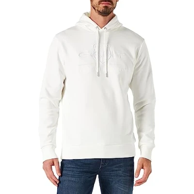 Afbeelding van GANT REG Tonal Shield Hoodie, Heren, Maat: Large, Eggshell