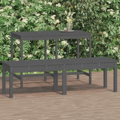 Afbeelding van Tuinbank 2 zits 159,5x44x45 cm massief grenenhout grijs