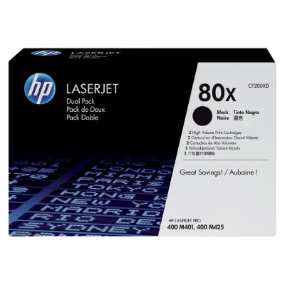 Afbeelding van HP 80XD (CF280XD) Toner Zwart Voordeelbundel 2 pack Hoge capaciteit