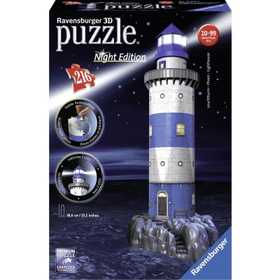 Afbeelding van Ravensburger Vuurtoren Night Edition 3D puzzel gebouw 216 stukjes