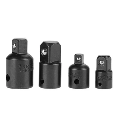 Afbeelding van 4 stks Chrome Vanadium Steel Socket Adapter en Reducer Set 1/4&quot;, 3/8&quot;, 1/2&quot; Wrench Ratchet Extentsion Conversion Kit Zwart