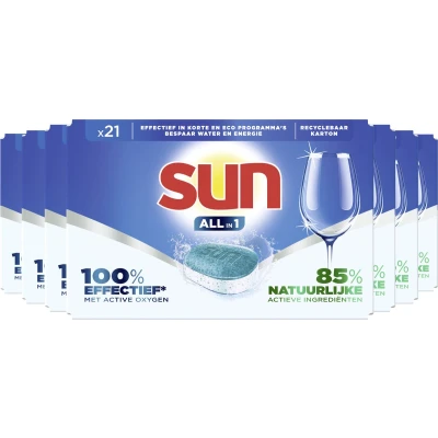 Afbeelding van Sun Vaatwastabletten All in 1 Tabs normaal 7x 21 stuks Voordeelverpakking