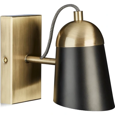 Afbeelding van Relaxdays wandlamp messing zwart vintage wandspot leeslamp metaal wandverlichting