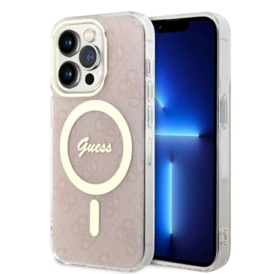 Afbeelding van Guess 4G Back Case (MagSafe Compatible) Geschikt voor Apple iPhone 15 Pro Max (6.7&quot;) Roze