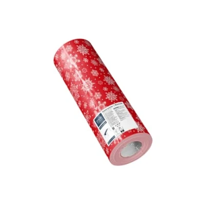 Afbeelding van PAW Airlaid Tafelloper (40 x 2400 cm) I Voor een Vrolijke Kerst en Winter Wonderland Kerstfeestl Tafelversiering Elegant Tafellint Snowflakes Red