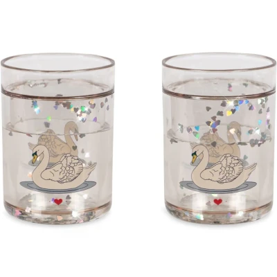 Afbeelding van Konges Sløjd 2 Pack glitter bekers stuks Swan Off White