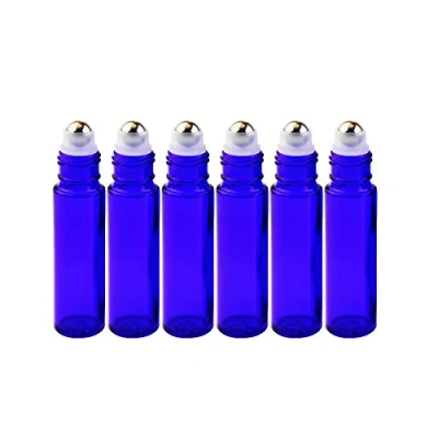 Afbeelding van Yizhao 10ml Glazen Roller Flessen Etherische Olie, Blauw Leeg Rolflessen voor Oliën met [Roestvrijstalen Rollerball], Massage, Aromatherapie, Geur, Schoonheidsolie Mix, Laboratoriumfles 6 Pcs