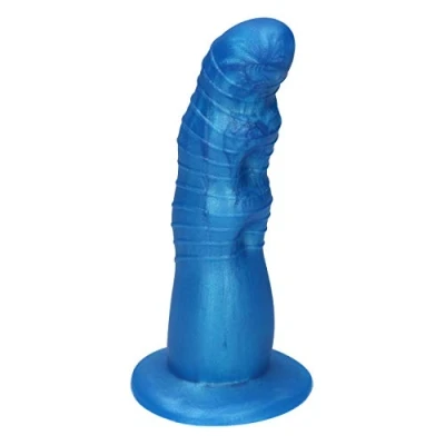 Afbeelding van Ylva &amp; Dite Rhea Siliconen Dildo met zuignap Made in Holland Helder Blauw Metallic