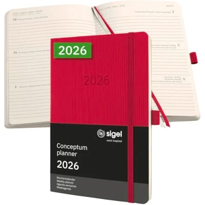 Afbeelding van SIGEL C2634 Wochenkalender Conceptum 2026, ca. A5, , rot: Agenda Conceptum, Classic, Softcover
