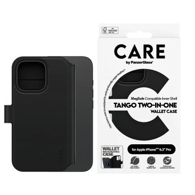 Afbeelding van PanzerGlass Hoesje Geschikt voor iPhone 16 Pro Met Pasjeshouder CARE 2 in 1 Wallet Case Zwart