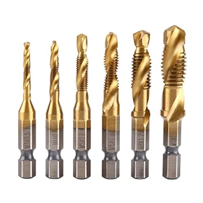 Afbeelding van Metrische HSS schroefdraadtapset, M3 M4 M5 M6 M8 M10 boorkroon, 6 delige machine schroefdraadsnijder voor hout, kunststof, metaal