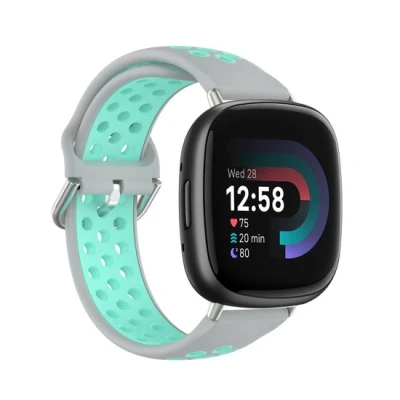 Afbeelding van Fitbit Versa 3 &amp; 4 / Sense 1 2 Sport editie Large Grijs + turquoise