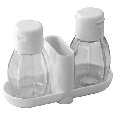 Afbeelding van FACKELMANN Menage zout en pepervaatje met tandenstokerhouder, glas, wit, 55 x 25 cm, 3 eenheden, 47310