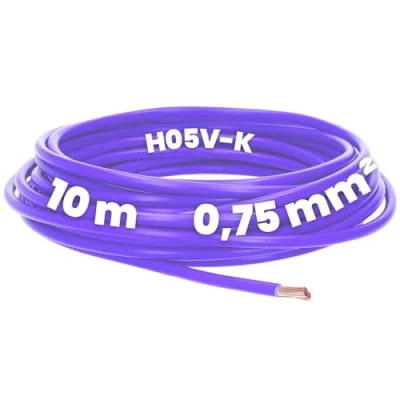 Afbeelding van Kalitec 10 meter H05V K 0,75 mm² paarse bedradingskabel I aderkabel flexibel PVC enkeladerig meeraderig 0,75mm2 bedrading fijndradig enkele kabel enkeldraads schakeldraad vlamvertragend