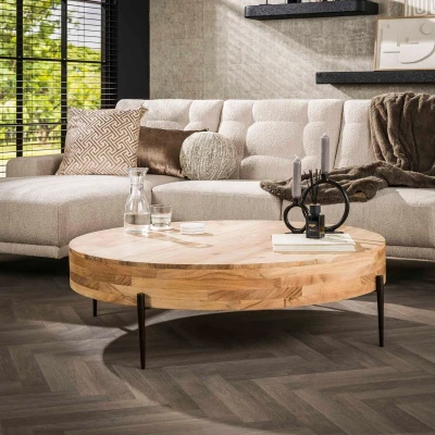 Afbeelding van Fraaai Dario ronde salontafel Ø120 cm massief acacia naturel Hout