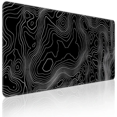 Afbeelding van Bzu Topografische Contour Extended Big Mouse Pad Groot, XL Gaming Bureauonderlegger, 80 x 30 cm lang computer toetsenbord muismat met 3 mm antislip basis en gestikte rand