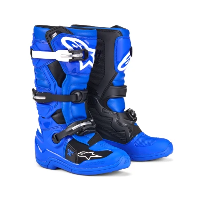 Afbeelding van Alpinestars 2025 Tech 7S Jeugd Crosslaarzen Blauw / Zwart Wit maat 6 = 39