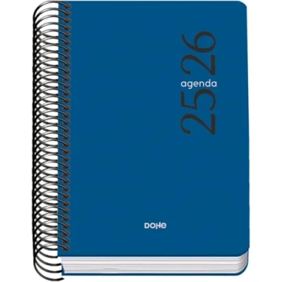 Afbeelding van Dohe Schoolagenda 2025 2026 Dag per Pagina, Formaat A6 (12x17 cm), Spaans en Engels, September tot Juni, Spiraalbinding, Flexibele Kaft ESENCIAL Blauw