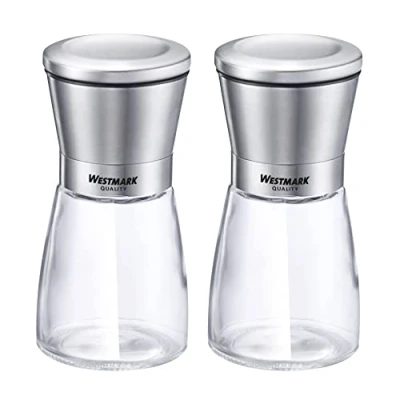 Afbeelding van Westmark Kruidenmolenset, inhoud: 2 molens, met keramische molen, glas/keramiek/roestvrij staal, transparant/zilver/zwart, 63352260