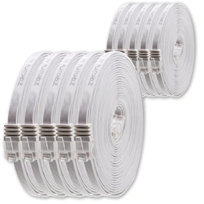 Afbeelding van 0,5m Cat6 platte Netwerkkabel Lan Ethernet Gigabit Kabel Cable Patchkabel RJ45 wit 10 stuks