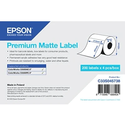 Afbeelding van Premium Matte Label Die Cut Roll: 210mm x 297mm, 200 labels