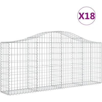 Afbeelding van vidaXL Schanskorven 18 st gewelfd 200x30x80/100 cm ijzer