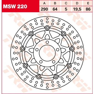 Afbeelding van TRW MSW220 remschijf 290 5 Geperforeerd, zwevende