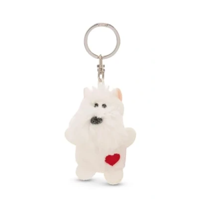Afbeelding van sleutelhanger hond met hart 5cm wit Een trouwe metgezel voor rugzak of tas, jong en oud 62083