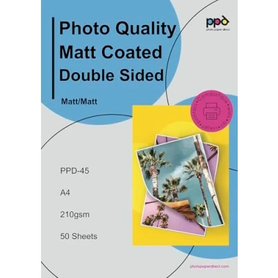 Afbeelding van PPD A4 x 50 vel Inkjet 210g Fotopapier Dubbelzijdig Mat Gecoat, ideaal voor afdrukken met hoge resolutie en flyers brochures 45
