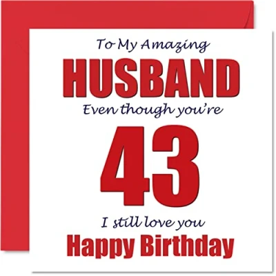 Afbeelding van Grappige 43e verjaardagskaarten voor echtgenoot 43 I Still Love You Gelukkige verjaardagskaart van echtgenote partner, drieënveertig drieënveertigste schertsgeschenken,