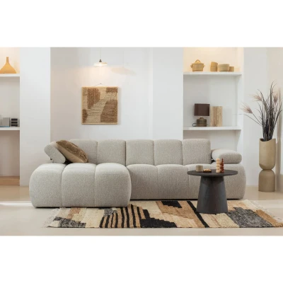 Afbeelding van WOOOD chaise longue links Mojo Bouclé Beige Melange