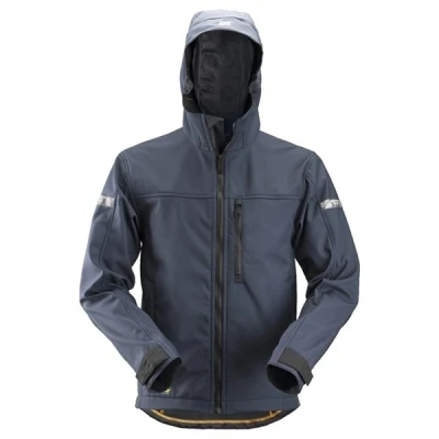 Afbeelding van Snickers Allroundwork, Softshell Jack Met Capuchon, Donker Blauw Zwart (9504), XL