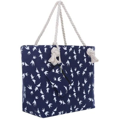 Afbeelding van Ibenzoa® Stijlvolle Grote Strandtas met Ritssluiting en Moderne Verenprint voor Elke Gelegenheid