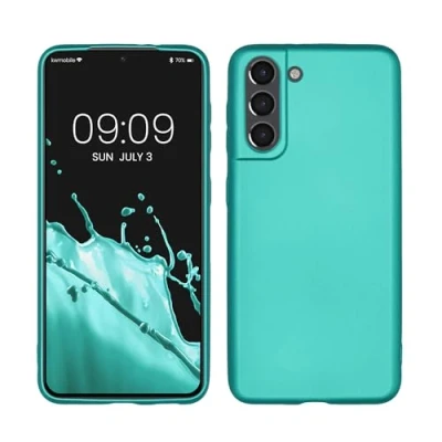 Afbeelding van kwmobile telefoonhoesje geschikt voor Samsung Galaxy S21 Hoesje smartphone Back cover in metallic turquoise