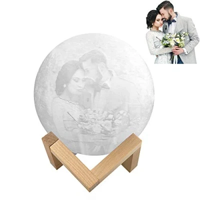 Afbeelding van Maanlicht Gepersonaliseerde Maan Lamp met Foto Gegraveerde USB Oplaadbare Touch Control 3D Gedrukt LED Nachtlampje Stand 2 Kleur voor Kinderen Minnaar Familie Kerstverjaardag Verjaardagscadeau 15