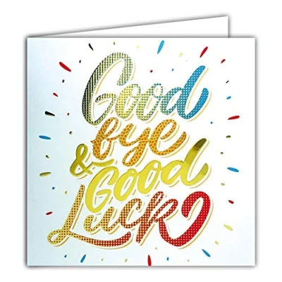 Afbeelding van 22051 Gouden Vierkante Kaart Goodbye and Good Luck Vertrek Geluk voor Pensioen Suite